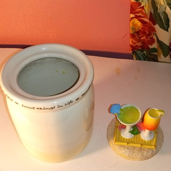8" INCH YANKEE CANDLE COLORFUL FRUITY DRINK CANDLE HOLDER JAR WITH LID, EMPTY! - Picture 9 of 14